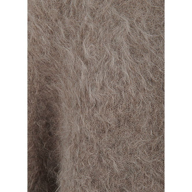 Riani - Furry Knit Round Neck Jumper in Taupe