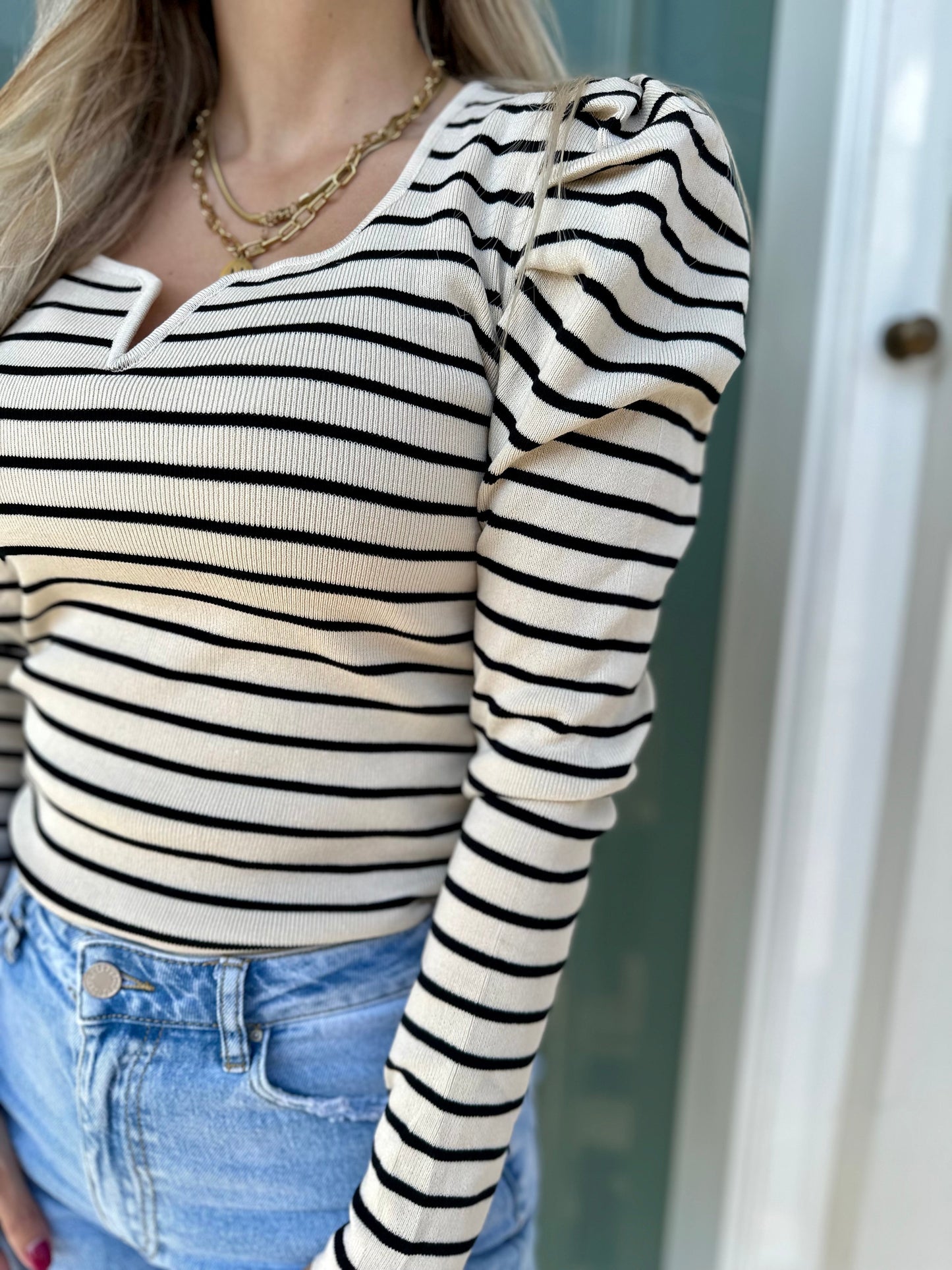 TOP ALINE GESTREEPT ZWART WIT