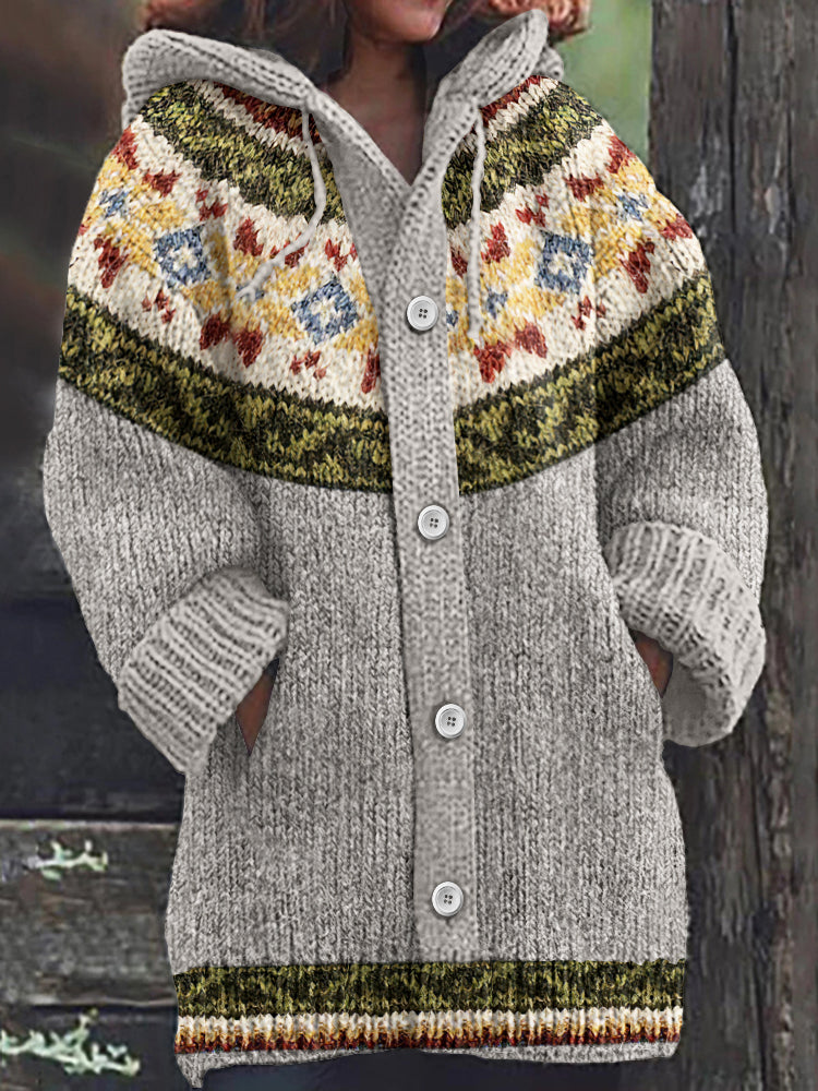 Vintage Strickjacke mit isländischem Tribalmuster