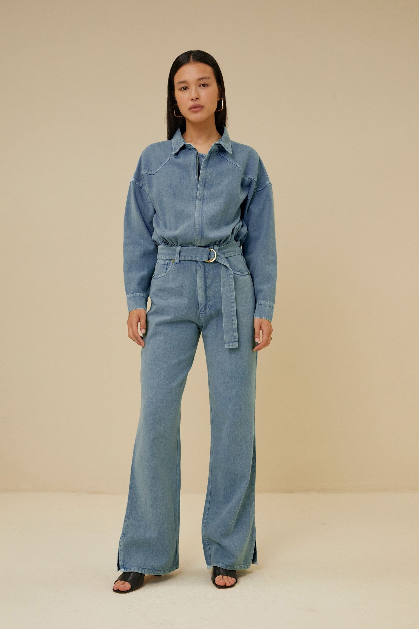 mae denim suit | light denim