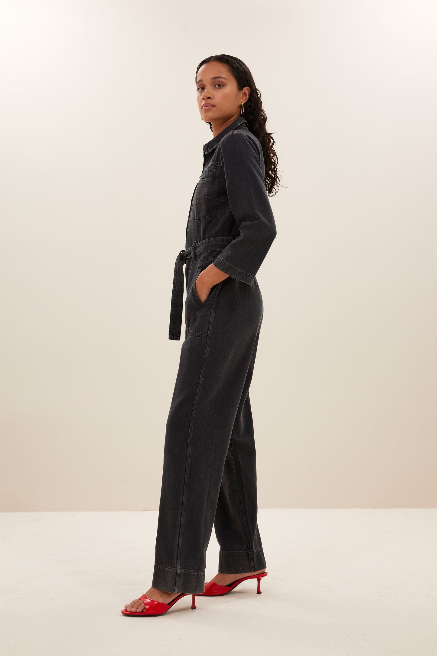 louise twill suit | jet black