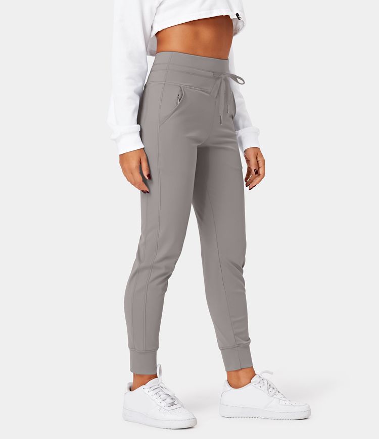 SoftlyZero ™ Airy Single -Gekleurde, klassieke joggingbroek in volledige lengte met een hoge taille