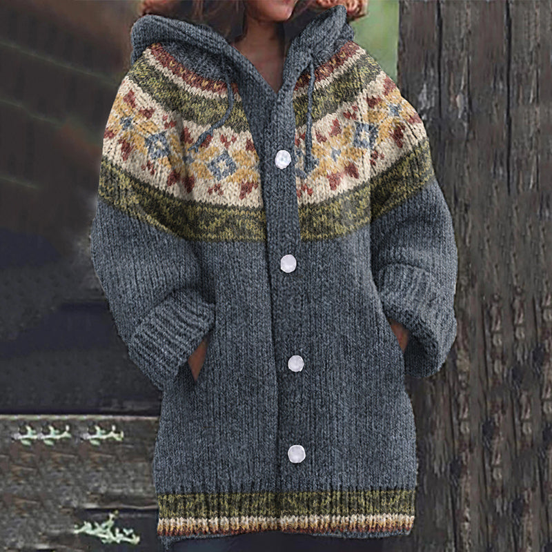 Vintage Strickjacke mit isländischem Tribalmuster