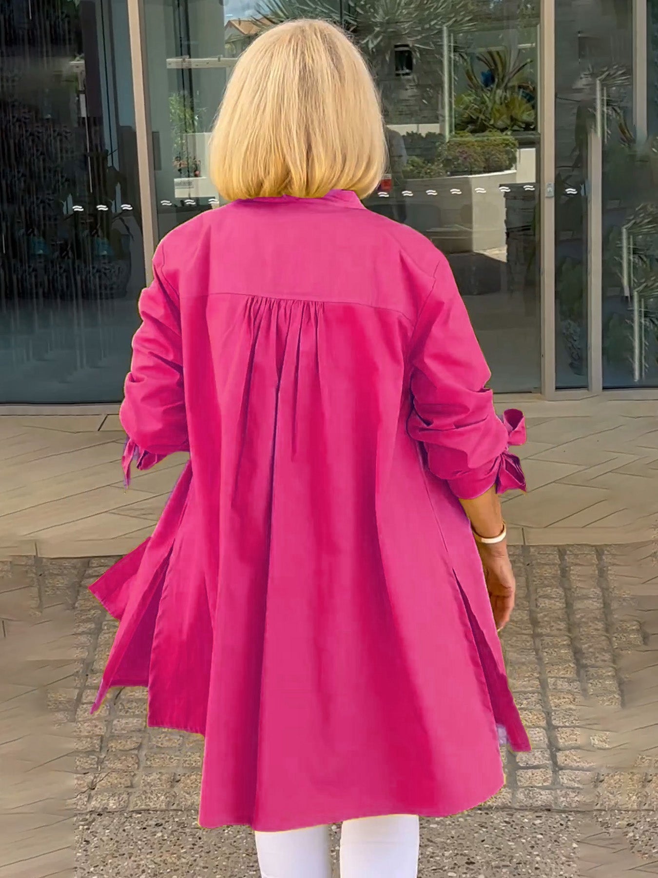 Mila - Lange, Effen Katoenen Overhemd