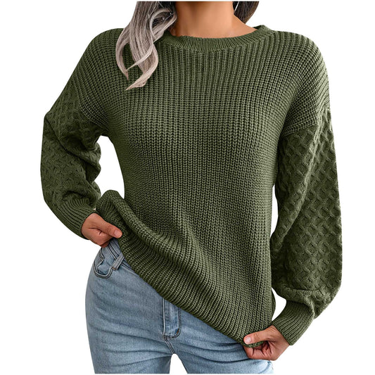 Dezsed Womens Loose Sweaters Clearance Women's Fashion Casual Colorful Long Sleeve Off Shoulder Knit Sweater Crew Neck Sweater Army Green S