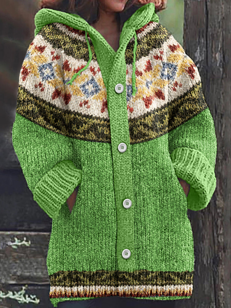 Vintage Strickjacke mit isländischem Tribalmuster