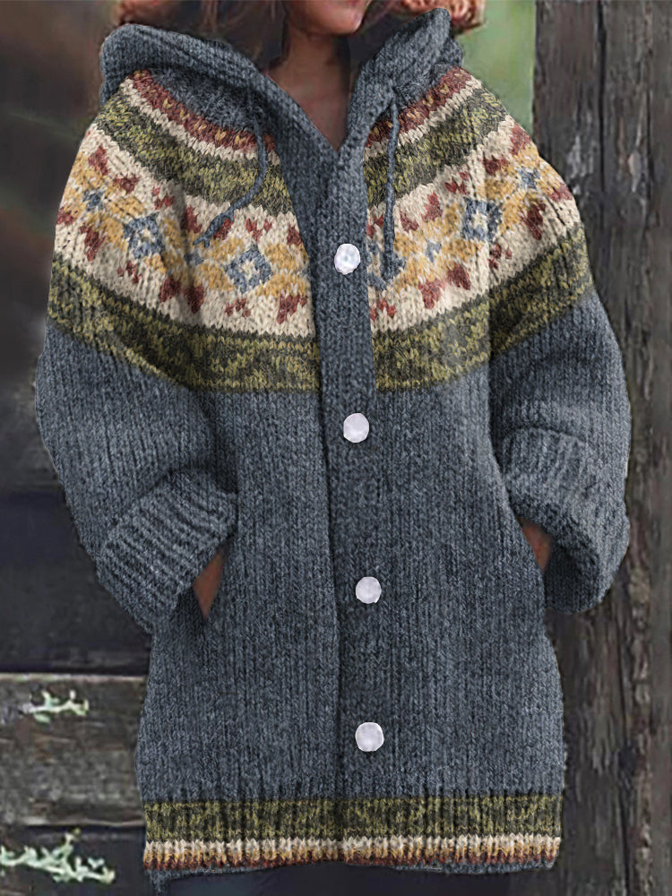 Vintage Strickjacke mit isländischem Tribalmuster