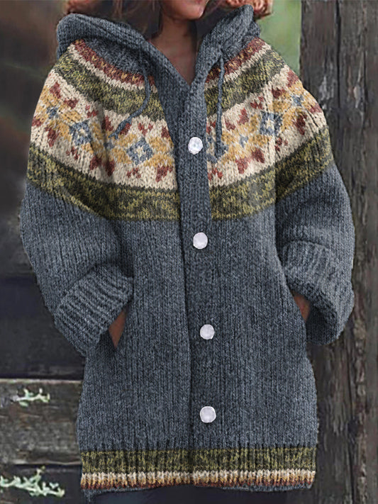 Vintage Strickjacke mit isländischem Tribalmuster