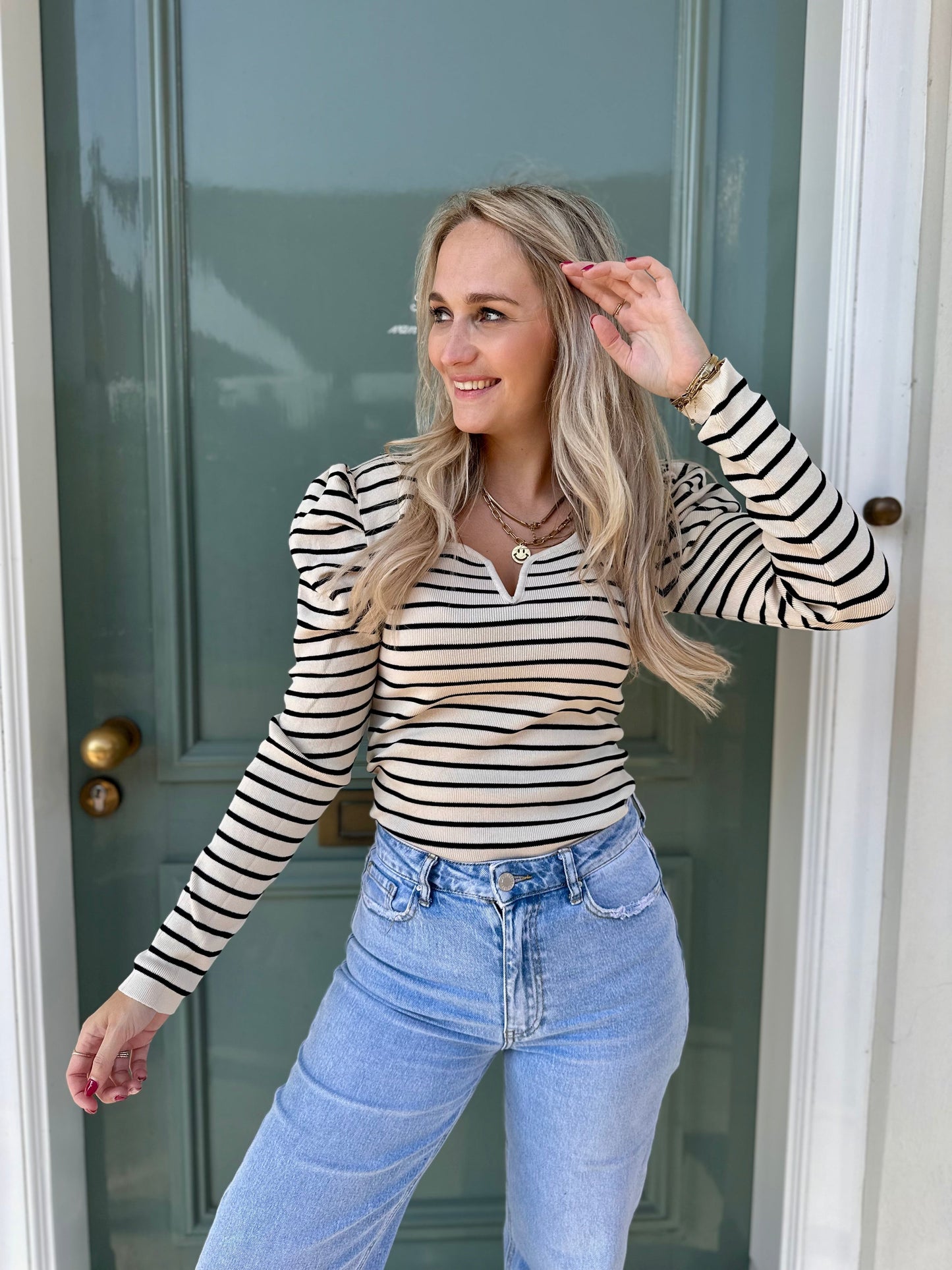 TOP ALINE GESTREEPT ZWART WIT