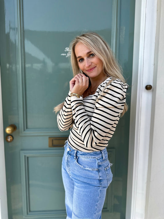 TOP ALINE GESTREEPT ZWART WIT