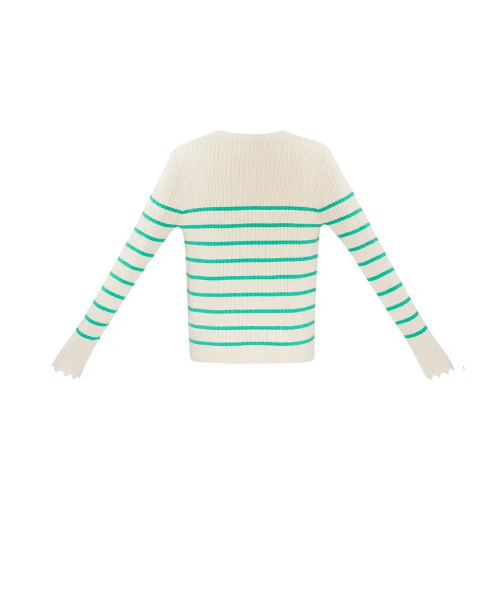 Dun Gebreide Trui Strepen | Bruin & Groen