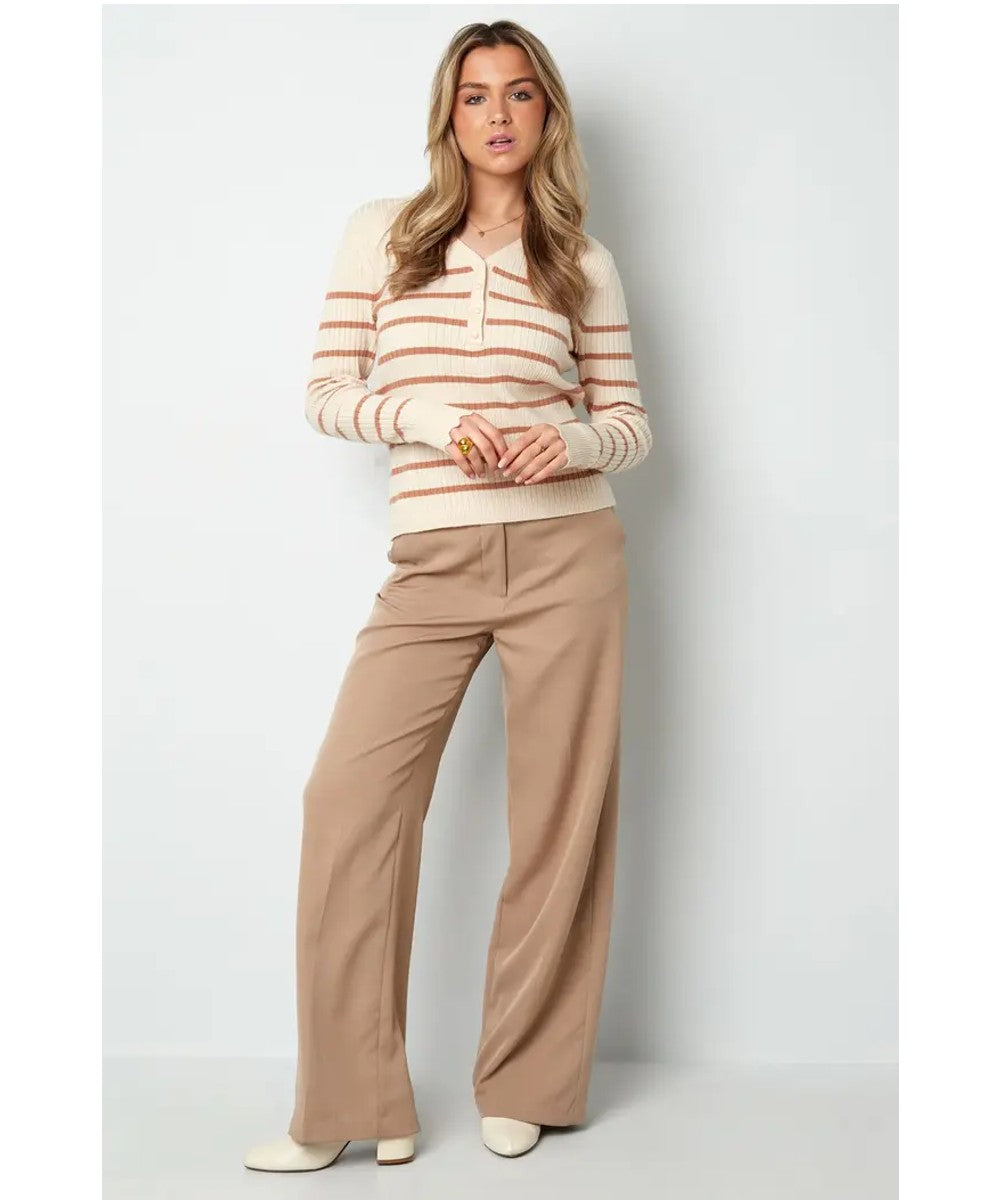 Dun Gebreide Trui Strepen | Bruin & Groen