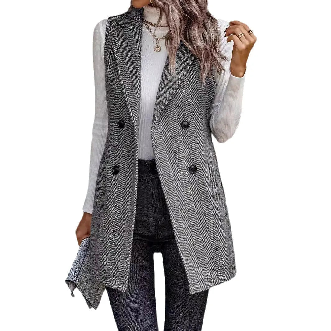 S-2XL Elegant Women's Vest Coat Summer Fashion New Sleeveless Suit Top