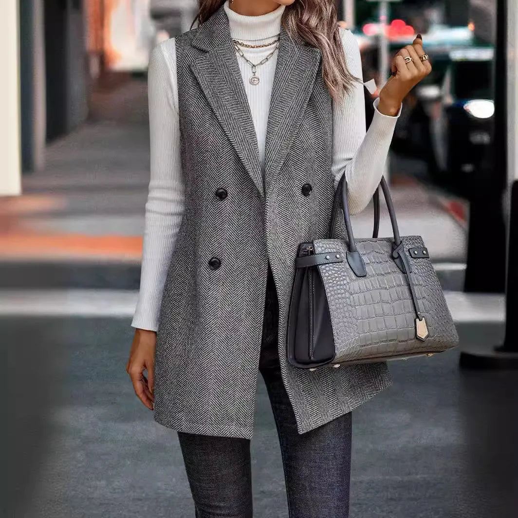 S-2XL Elegant Women's Vest Coat Summer Fashion New Sleeveless Suit Top