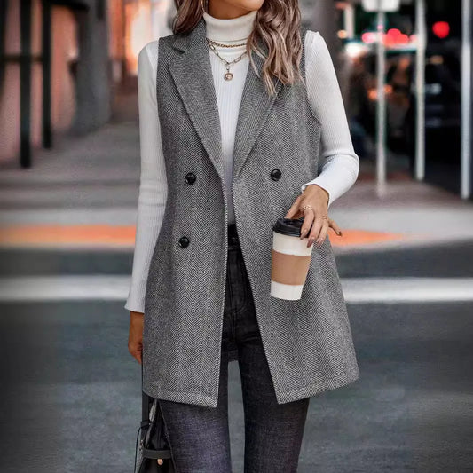 S-2XL Elegant Women's Vest Coat Summer Fashion New Sleeveless Suit Top