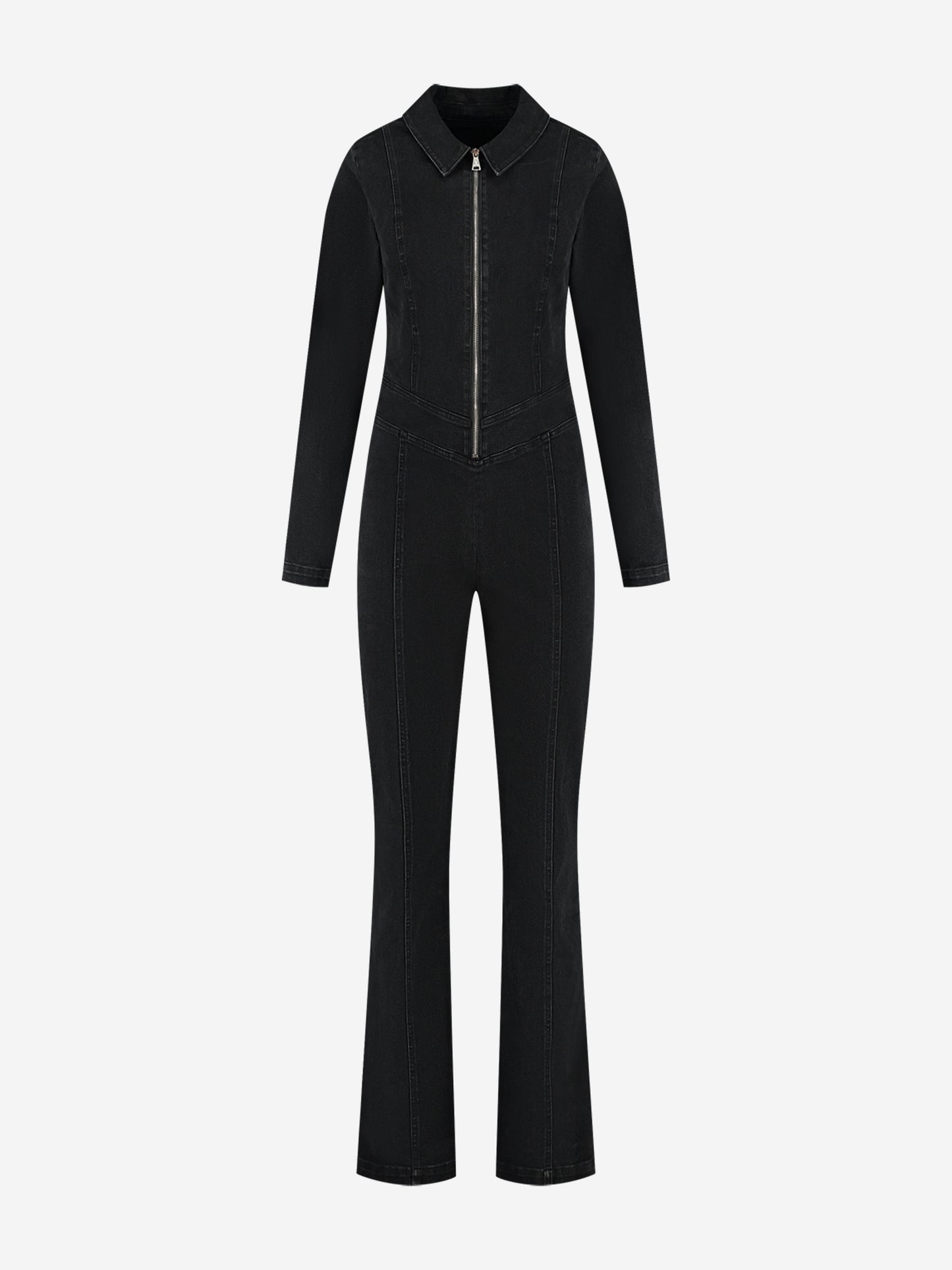 Denim jumpsuit met rits