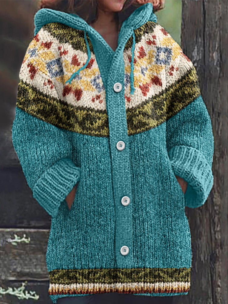 Vintage Strickjacke mit isländischem Tribalmuster