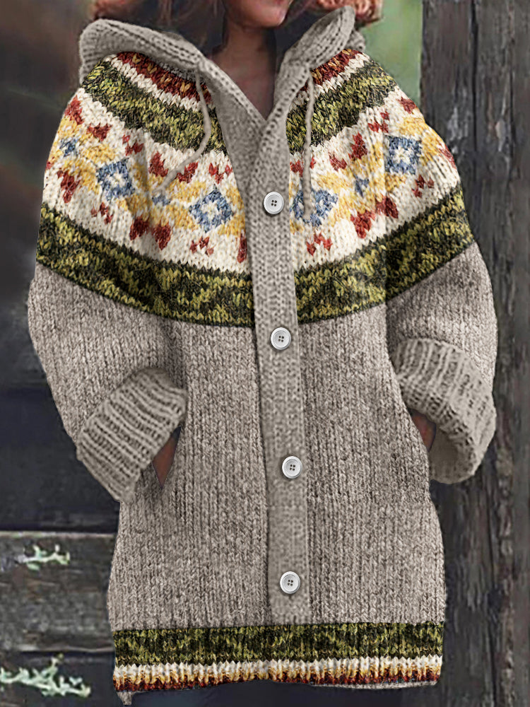 Vintage Strickjacke mit isländischem Tribalmuster