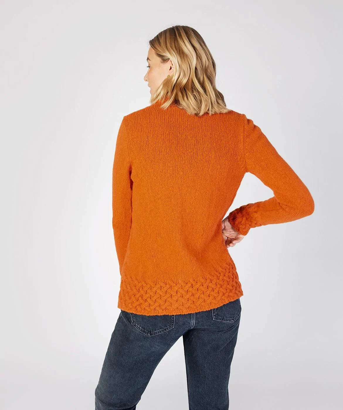 Horseshoe Cable Cardigan Terracotta